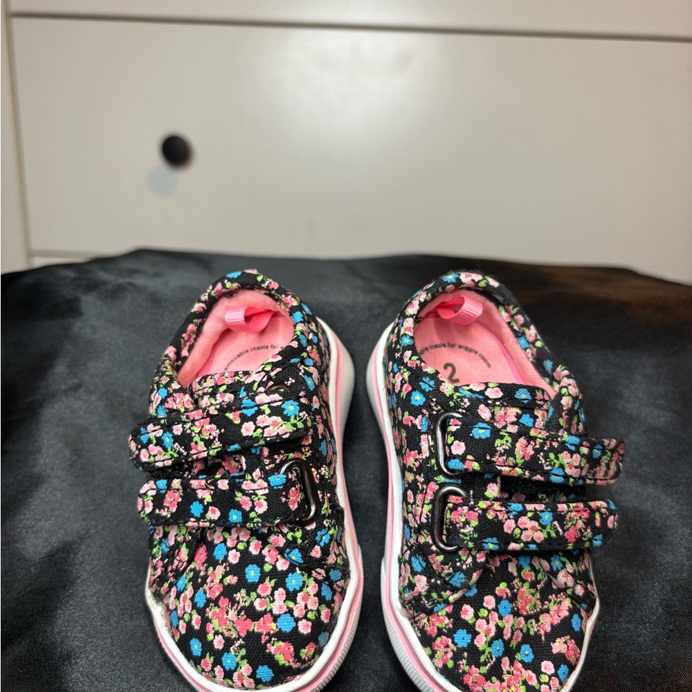 Wonder Nation Floral Kids Sneakers with Pink and Blue